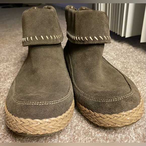 UGG Varney Women Flat Ankle Boots Rear Zip Booties Slate Gray Real Suede - Picture 4 of 8